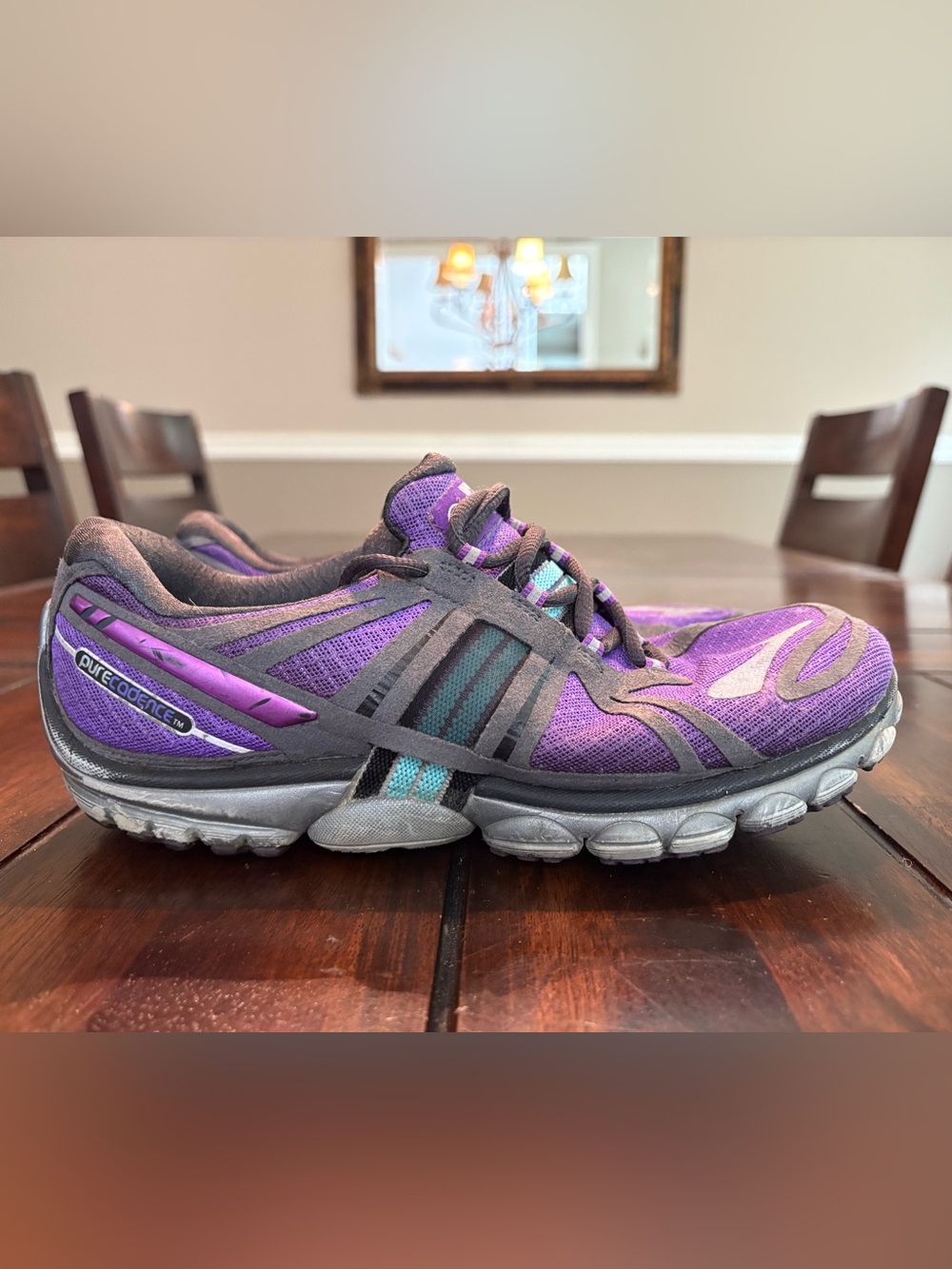 Brooks Pure Cadence 2 Womens Purple Black Mesh Running Sneakers Shoes Size 8.5